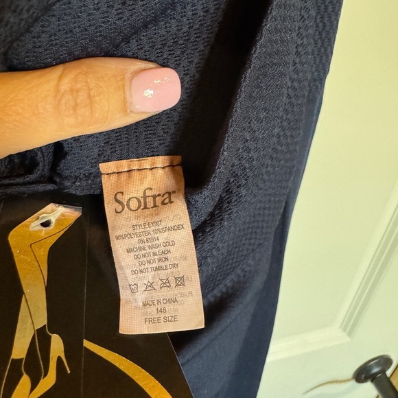 Sofra Women FREE SIZE Navy High-Waisted Leggings - Picture 4 of 6